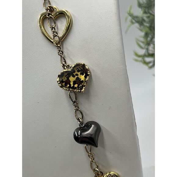 Betsey Johnson Gold & Silver Tone Multi Heart Necklace with 3 Lockets - Picture 3 of 14